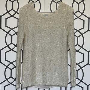 Jaclyn Smith Sequin Knit Sweater Top - Women's, Long Sleeve, Cream Small